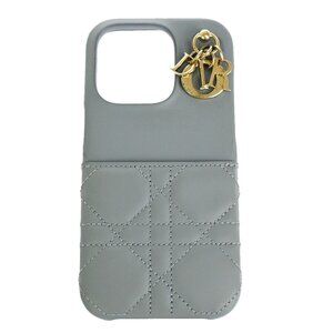 CHRISTIAN DIOR Logo Lady iPhone Case 14 Pro Leather Blue Italy